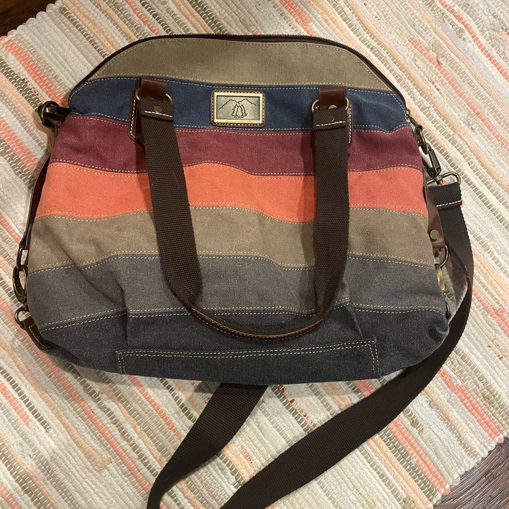 Multicolor Striped Canvas Bag